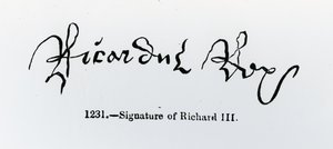 Assinatura de Ricardo III (1452-85) (foto bw) de English School