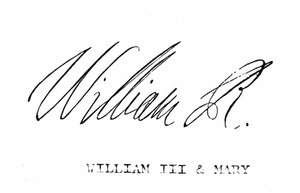 Assinatura de Guilherme III da Inglaterra, de "A História Nacional e Doméstica da Inglaterra", de William Hickman Smith Aubrey (1858-1916) publicou Londres, c.1890 de English School