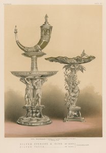 Silver Epergne e Horn por Hertz, Silver Tazza por Dahl, Copenhagen de English School
