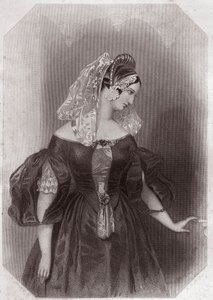 Silvia (The Two Gentlemen of Verone) in - "Gallery of the Women of Shakespeare, coleção de quarenta e cinco retratos sérios dos primeiros artistas londrinos, enriquecidos com avisos críticos e literários" por volta de 1838 - da "Gallery of the Women of Sha de English School