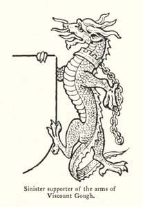 Sinistro defensor dos braços do Visconde Gough (gravura) de English School