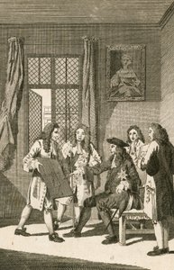 Sir Christipher Wren apresentando ao rei Carlos II seu plano para reconstruir Londres de English School