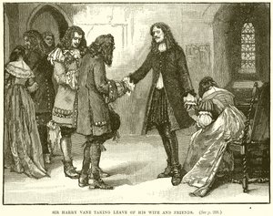 Sir Harry Vane se despede de sua esposa e amigos de English School
