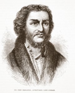 Sir John Oldcastle, depois Lord Cobham, ilustração de A História do Protestantismo, de James Aitken Wylie (1808-1890), pub. 1878 de English School