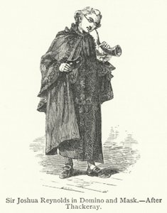 Sir Joshua Reynolds em Dominó e Máscara (gravura) de English School