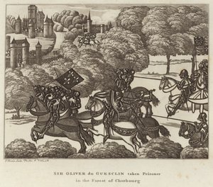 Sir Oliver du Guesclin levado prisioneiro na floresta de Cherbourg de English School