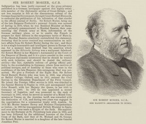 Sir Robert Morier, GCB, Embaixador de Sua Majestade na Rússia (gravura) de English School