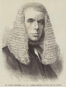 Sir Thomas Chambers, QC, deputado, servente comum da cidade de Londres (gravura) de English School