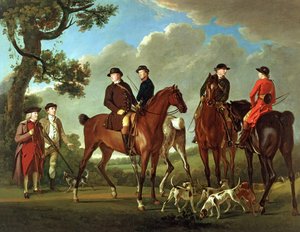 Sir Thomas Gascoigne e Sir Walter Vavasour com o Padre, o Vigário e os Servos de Caça de English School