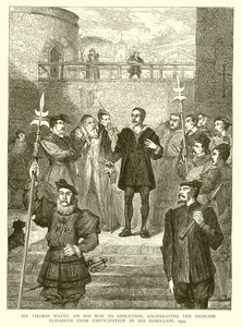Sir Thomas Wyatt, em seu Caminho para a Execução, exonerando a Princesa Elizabeth da Participação em Sua Rebelião, 1554 de English School