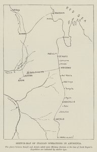 Sketch-Map of Italian Operations in Abyssinia (gravura) de English School