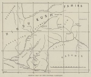 Mapa do esboço da Campanha Chitral (gravação) de English School