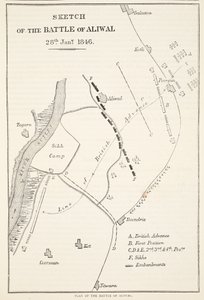 Esboço da Batalha de Aliwal, 28 de janeiro de 1846, de Cassells Illustrated History of England de English School