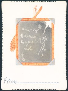 Esboço no quadro negro, cartão de Natal de English School