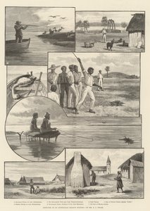 Esboços em uma Estação Missionária Australiana (gravura) de English School