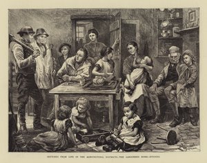 Esboços da Vida nos Distritos Agrícolas, da Casa do Trabalhador, da Noite (gravura) de English School