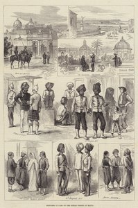 Esboços no acampamento das tropas indianas em Malta (gravura) de English School