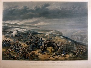 Soldados na Batalha de Inkerman durante a Guerra da Crimeia, 5 de novembro de 1854, 1855 de English School