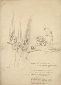Soldados de Waterloo (lápis sobre papel) de English School