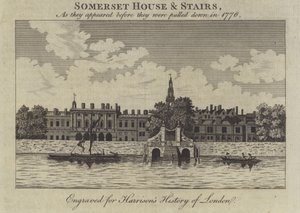 Somerset House and Stairs, Londres, como apareceram antes de serem retirados em 1776 de English School