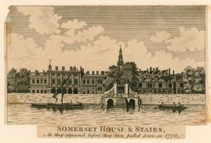 Somerset House e escadas como eles apareceram antes de serem retirados em 1776 de English School