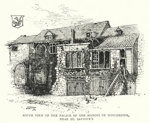 Vista Sul do Palácio dos Bispos de Winchester, perto de St Saviour