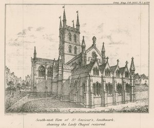 Vista sudeste da Igreja de São Salvador, Southwark, mostrando a Capela da Senhora restaurada de English School