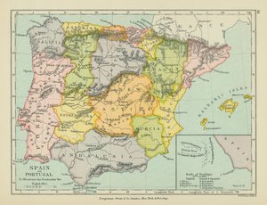 Espanha e Portugal (litografia a cores) de English School