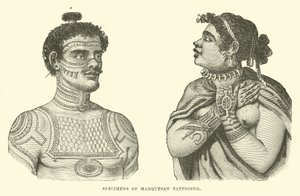 Espécimes de tatuagem Marquesan de English School