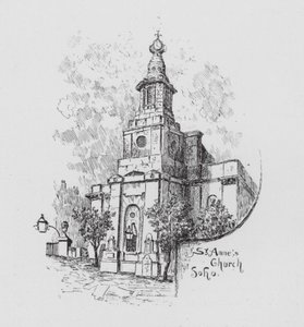 Igreja de Santa Ana no Soho (litografia) de English School