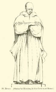 São Bruno, estátua de Houdon, na Certosa, em Roma (gravura) de English School