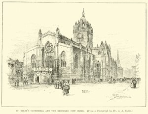 Catedral de St Giless e a City Cross restaurada de English School
