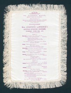 St Jamess Hall, Regent Street e Piccadilly, programa do concerto anual Miss Josephine Lawrences, 15 de junho de 1875 de English School