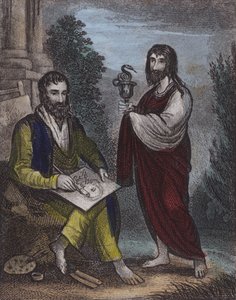 São Lucas, São João (gravura colorida) de English School