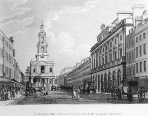 Igreja de Santa Maria e Somerset House in the Strand, 1796 de English School