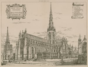 St Pauls Cathedral, em Londres, antes da destruição da torre de English School