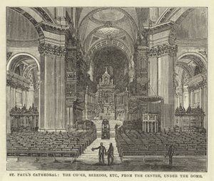 St Pauls Cathedral, o Coro, Reredos, etc, do Centro, sob o Domo de English School