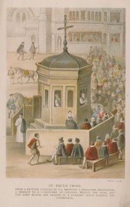 St Pauls Cross de uma imagem pintada em 1616 de English School