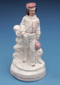 Figura de Staffordshire de um menino da escola do rugby, c.1860 (cerâmico) de English School