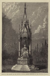 Estátua de Sua Majestade nos Jardins Victoria, Bombaim, apresentada pelo Guicowar de Baroda (gravura) de English School