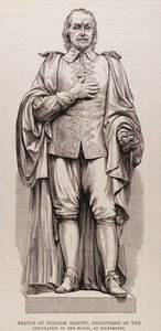 Estátua de William Harvey (1578-1657), Descobridor da Circulação do Sangue, em Folkestone, de The Illustrated London News, 13 de agosto de 1881 de English School