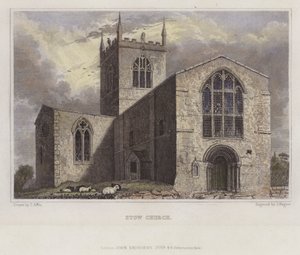 Stow Church, Lincolnshire (gravura colorida) de English School
