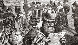 Cena de rua na Berlim do século XIX, Alemanha, da História Ilustrada do Mundo de Ward e Lock, pub. c.1882. de English School