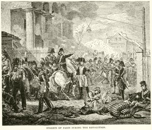 Ruas de Paris durante a Revolução (gravura) de English School