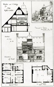 Studio and Cottage para Miss Rosa Corder, do The British Architect, 3 de outubro de 1879 de English School