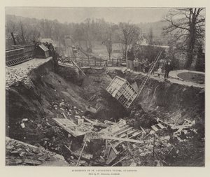 Subsidência do Túnel de Santa Catarina, Guildford (gravura) de English School