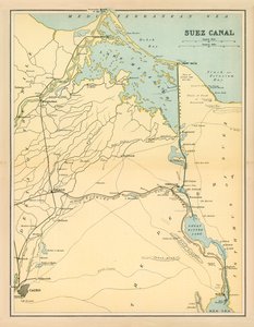 Canal do Suez (litografia a cores) de English School