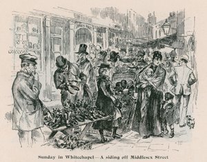 Domingo em Whitechapel - um tapume da Middlesex Street, Londres de English School