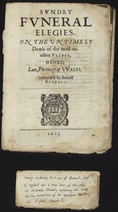 Diversas elegias fúnebres sobre a morte prematura de Henrique, Príncipe de Gales de English School