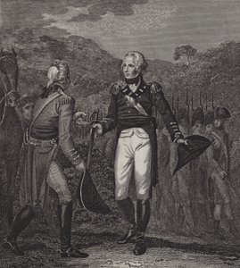 Rendição do exército de General Burgoynes em Saratoga, 1777 de English School